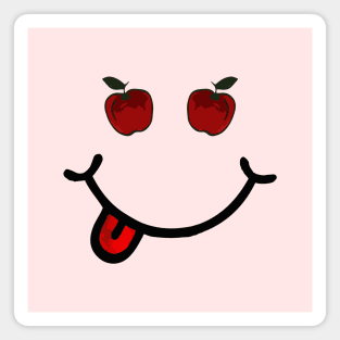 Red Apple & Smile in the shape of a face. Magnet